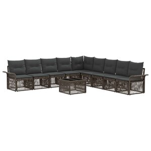 vidaXL Ensemble de canapé de jardin 10 Pièces Gris polyrotin