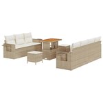 vidaXL Ensemble de canapé de jardin 10 Pièces Beige polyrotin
