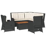 vidaXL Salon de jardin 6 Pièces avec coussins Noir Résine tressée