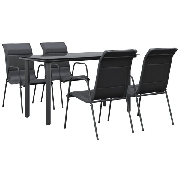 vidaXL Ensemble à manger de jardin 5 Pièces noir textilène et acier