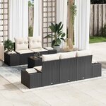 vidaXL Ensemble de canapé de jardin 6 Pièces Noir Poly rotin