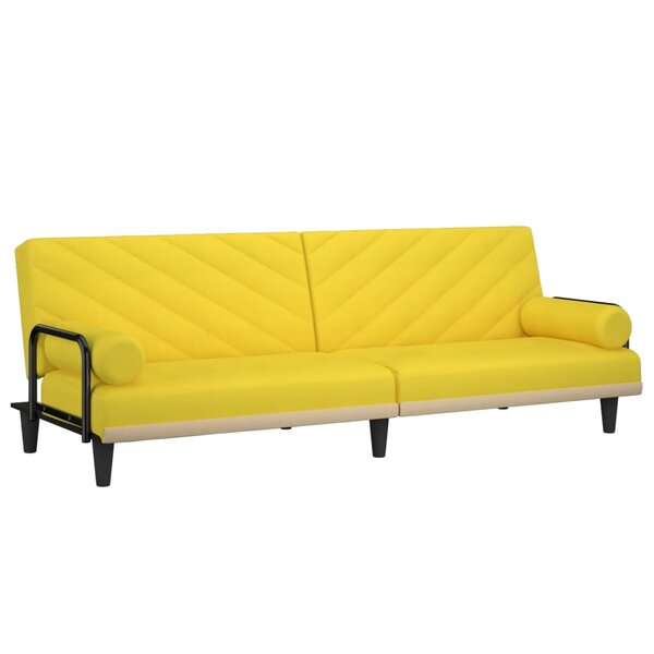 vidaXL Canapé-lit avec accoudoirs jaune clair tissu