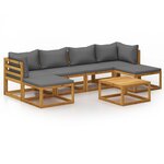 Salon de jardin meuble d'extérieur ensemble de mobilier 7 pièces avec coussin bois d'acacia solide 02_0017056