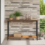 vidaXL Table d'extérieur Naturelle et Noire 35x110x75 cm en Bois Massif et Acier