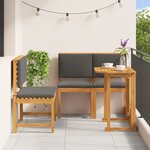 Ensemble de salle à manger de jardin 4 pièces avec coussins en bois d'acacia
