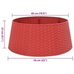 vidaXL Jupe de sapin de Noël rouge Ø56x23 cm plastique