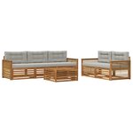 vidaXL Ensemble de canapés d'extérieur 6 pc Naturel et gris clair