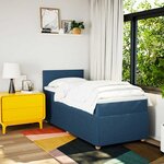 vidaXL Sommier à lattes de lit avec matelas Bleu 90x190 cm Tissu