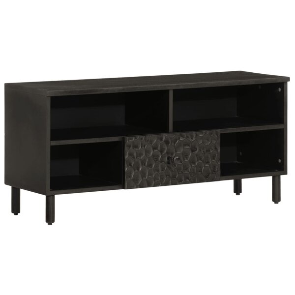 vidaXL Meuble TV noir 100x33x46 cm bois massif de manguier