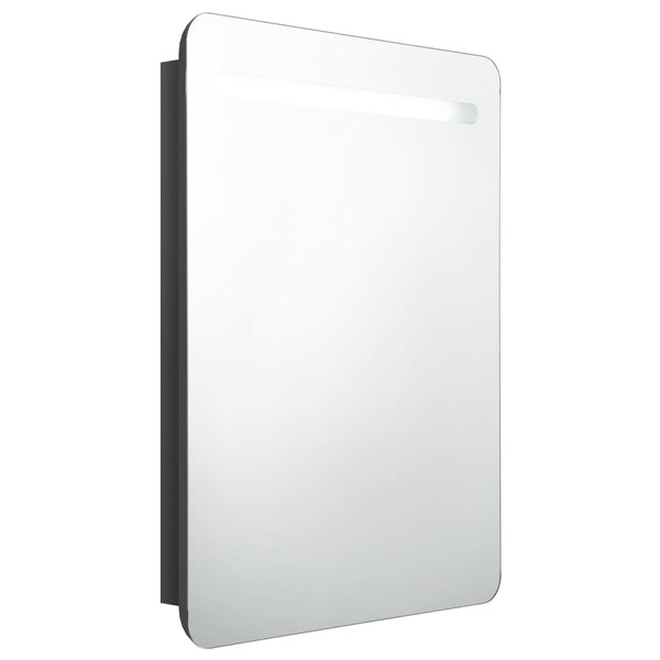 vidaXL Armoire de salle de bain à miroir LED noir brillant 60x11x80 cm