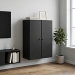 vidaXL Armoire Murale 66 x 34 5 x 90 cm Bois d'ingénierie Noir