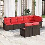 vidaXL Ensemble de canapé de jardin 8 Pièces Marron Poly rotin