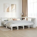 vidaXL Lit bibliothèque sans matelas blanc 200x200 cm bois pin massif