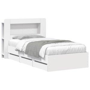 vidaXL Cadre de lit avec rangement Blanc 80 x 200 cm Bois d'ingénierie