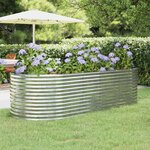 vidaXL Lit surélevé de jardin Acier enduit de poudre Argenté