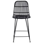 vidaXL Tabouret de bar 2 Pièces Noir 44 x 54 x 96 cm Rattan et Acier