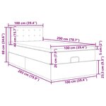 vidaXL Lit ottoman avec matelas gris clair 100x200 cm tissu