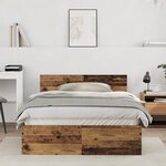 vidaXL Cadre de lit avec tête de lit Bois Ancien 120 x 190 cm