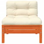 vidaXL Canapé jardin sans accoudoirs coussins cire marron massif pin