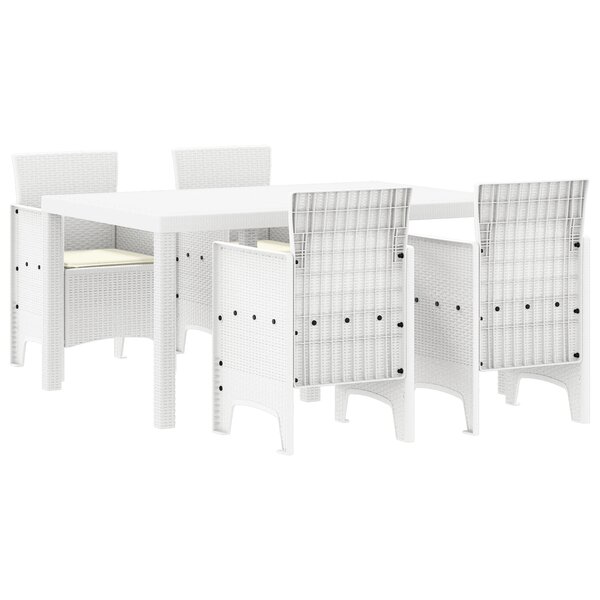 vidaXL Ensemble de Salle à Manger de Jardin de 5 Pièces Blanches Poly Rattan