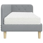 vidaXL Cadre de lit d'angle avec matelas Gris clair 80 x 200 cm tissu