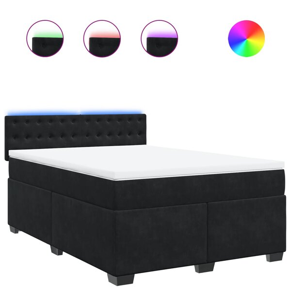 vidaXL Sommier à lattes de lit avec matelas Noir 140x200 cm Velours
