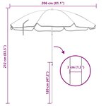 vidaXL Parasol de plage Bleu et Blanc 206 x 206 x 212 cm