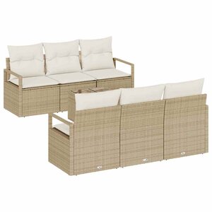 vidaXL Ensemble de canapé de jardin 7 Pièces Beige et crème