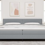 vidaXL Tête de lit LED avec bandes LED Gris clair 200 cm tissu