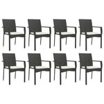 vidaXL Ensemble à manger jardin 9Pièces et coussins noir résine tressée