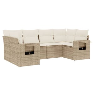 vidaXL Salon de jardin avec coussins 6 Pièces beige résine tressée