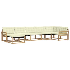 vidaXL Ensemble de canapés d'extérieur 7 pc Blanc et crème