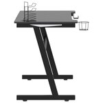 vidaXL Bureau de jeu à LED en forme de Z noir 110x60x75 cm