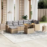 vidaXL Salon de jardin avec coussins 8 Pièces beige résine tressée