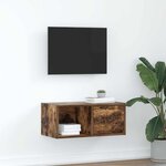 vidaXL Meuble TV chêne fumé 60x31x25 5 cm bois d'ingénierie