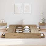 vidaXL Cadre de lit avec rangement chêne artisanal 180 x 200 cm