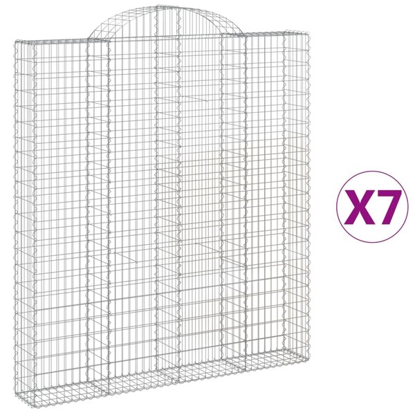 vidaXL Paniers à gabions arqués 7 Pièces 200x30x220/240 cm fer galvanisé