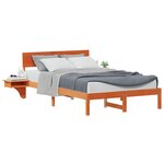 vidaXL Cadre de lit avec tête de lit Brun cire 135 x 190 cm Pin massif