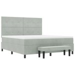 vidaXL Lit à Ressorts avec Matelas & Banc Gris Clair 180x200 cm Velours