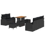 vidaXL Ensemble de canapé de jardin 8 Pièces Noir polyrotin