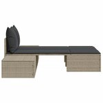vidaXL Chaise longue double avec coussins gris clair résine tressée