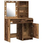 Ensemble de coiffeuse 2 pièces avec LED en bois vieilli en bois d'ingénierie