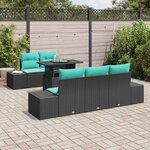 vidaXL Ensemble de canapé de jardin Réglable 6 Pièces Noir et turquoise