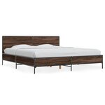 vidaXL Cadre de lit chêne marron 180x200 cm bois d'ingénierie et métal