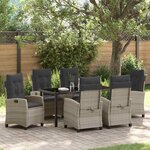vidaXL Ensemble de salle à manger de jardin 7 pièces avec coussins - Poly rotin gris clair.
