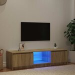vidaXL Meuble TV avec lumières LED Chêne fumé 140x40x36 cm