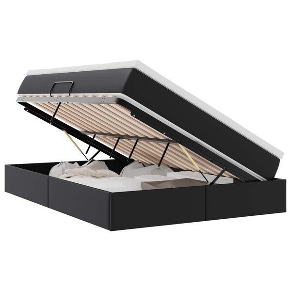 vidaXL Lit avec rangement et matelas Noir 140 x 200 cm Simili cuir