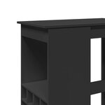 vidaXL Table de bar avec étagères noir bois d'ingénierie