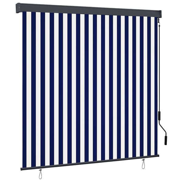 vidaXL Store Roulant Extérieur Rayé Bleu et blanc 180 x 250 cm tissu