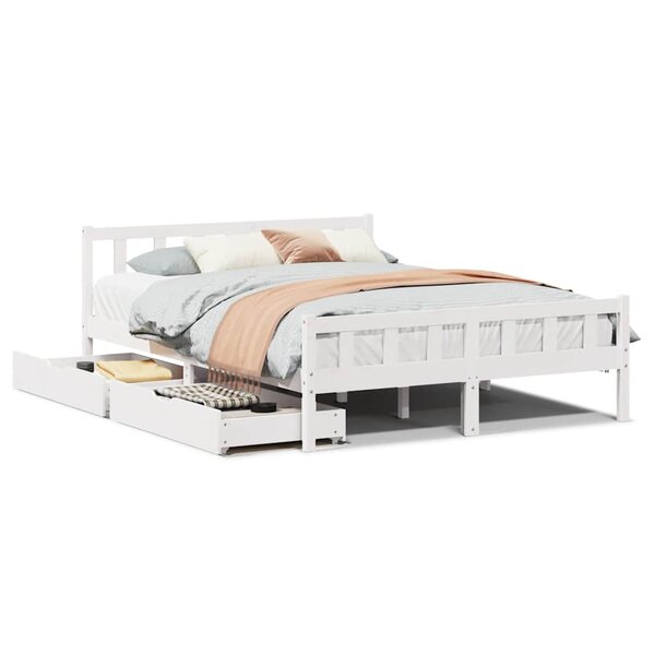 vidaXL Cadre de lit sans matelas blanc 150x200 cm bois de pin massif
